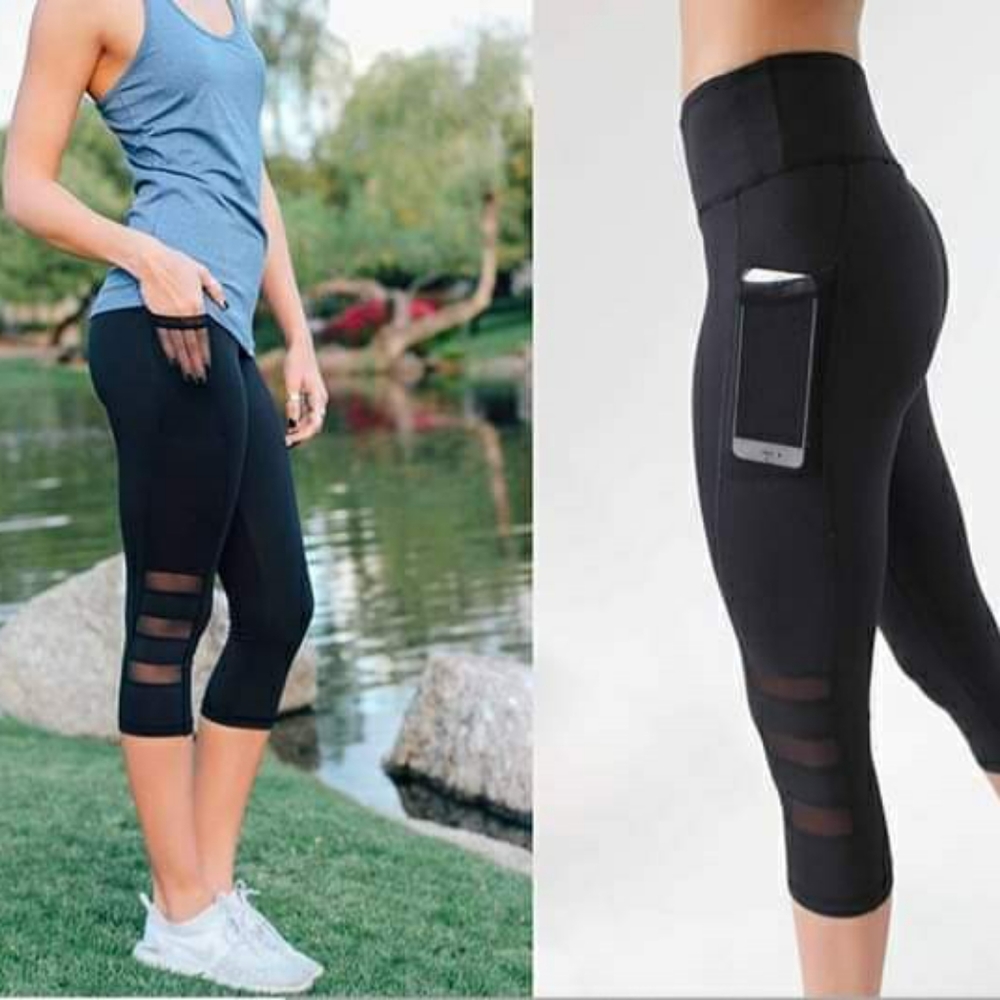 NWT black Leggings with side pockets sports yoga gym workout